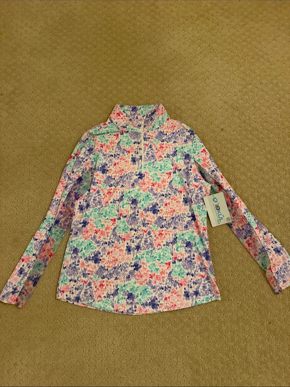 Ibkul Long-Sleeve Floral athletic top - Pink, Blue, Green